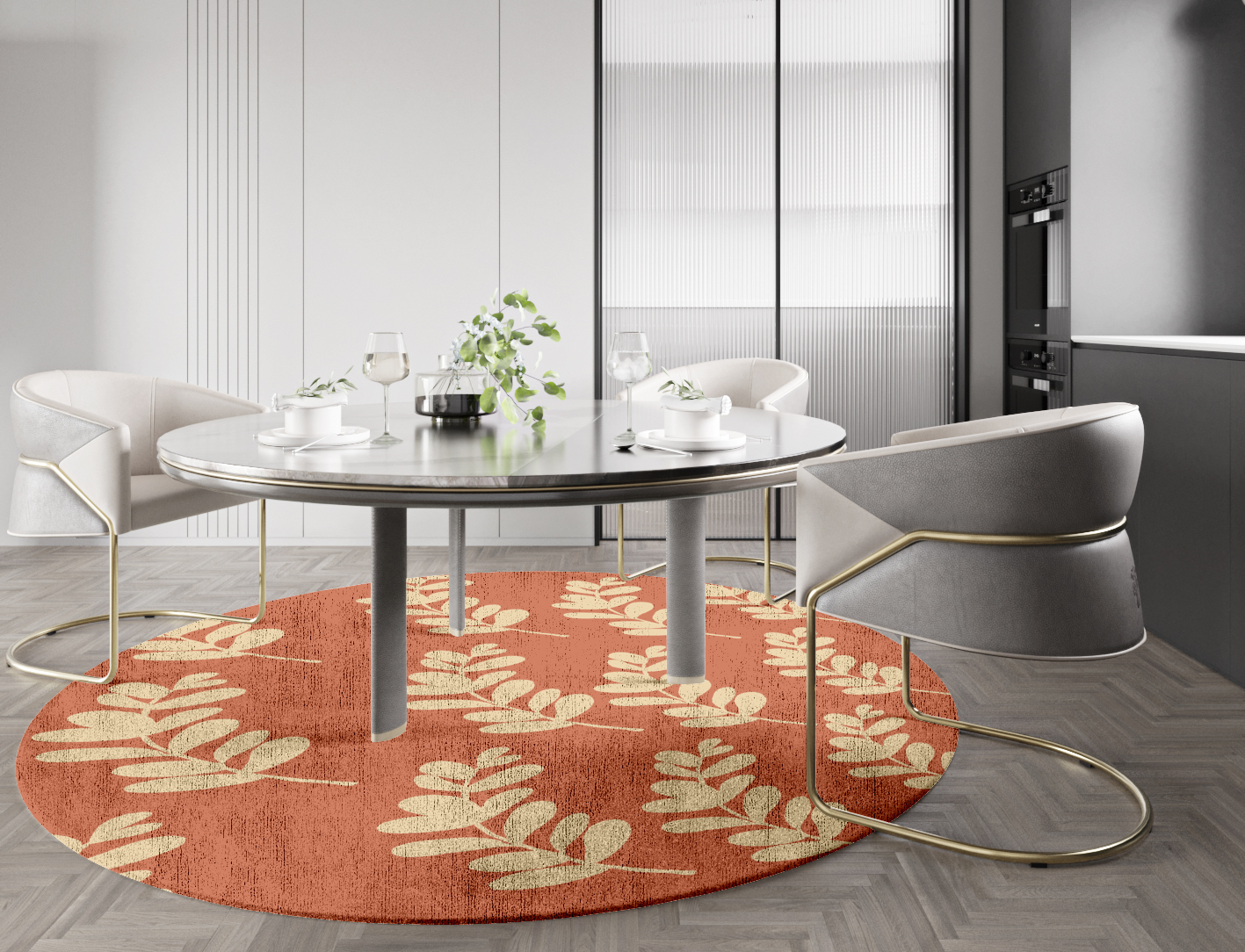 Rosemary Floral Round Hand Knotted Bamboo Silk Custom Rug by Rug Artisan