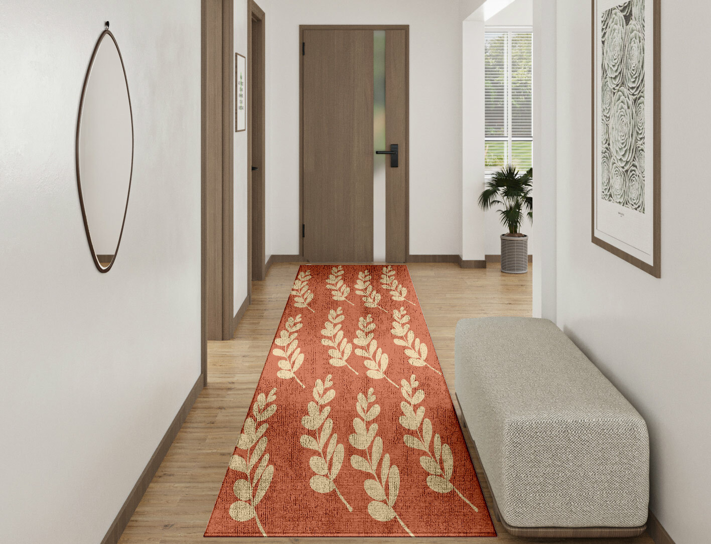 Rosemary Floral Runner Hand Knotted Bamboo Silk Custom Rug by Rug Artisan