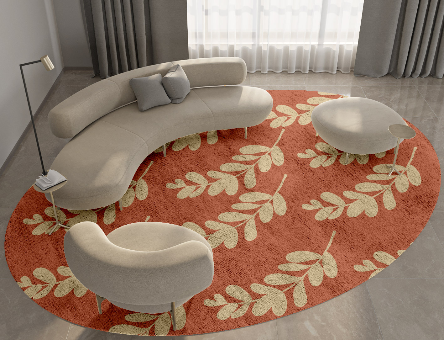 Rosemary Floral Oval Hand Tufted Bamboo Silk Custom Rug by Rug Artisan