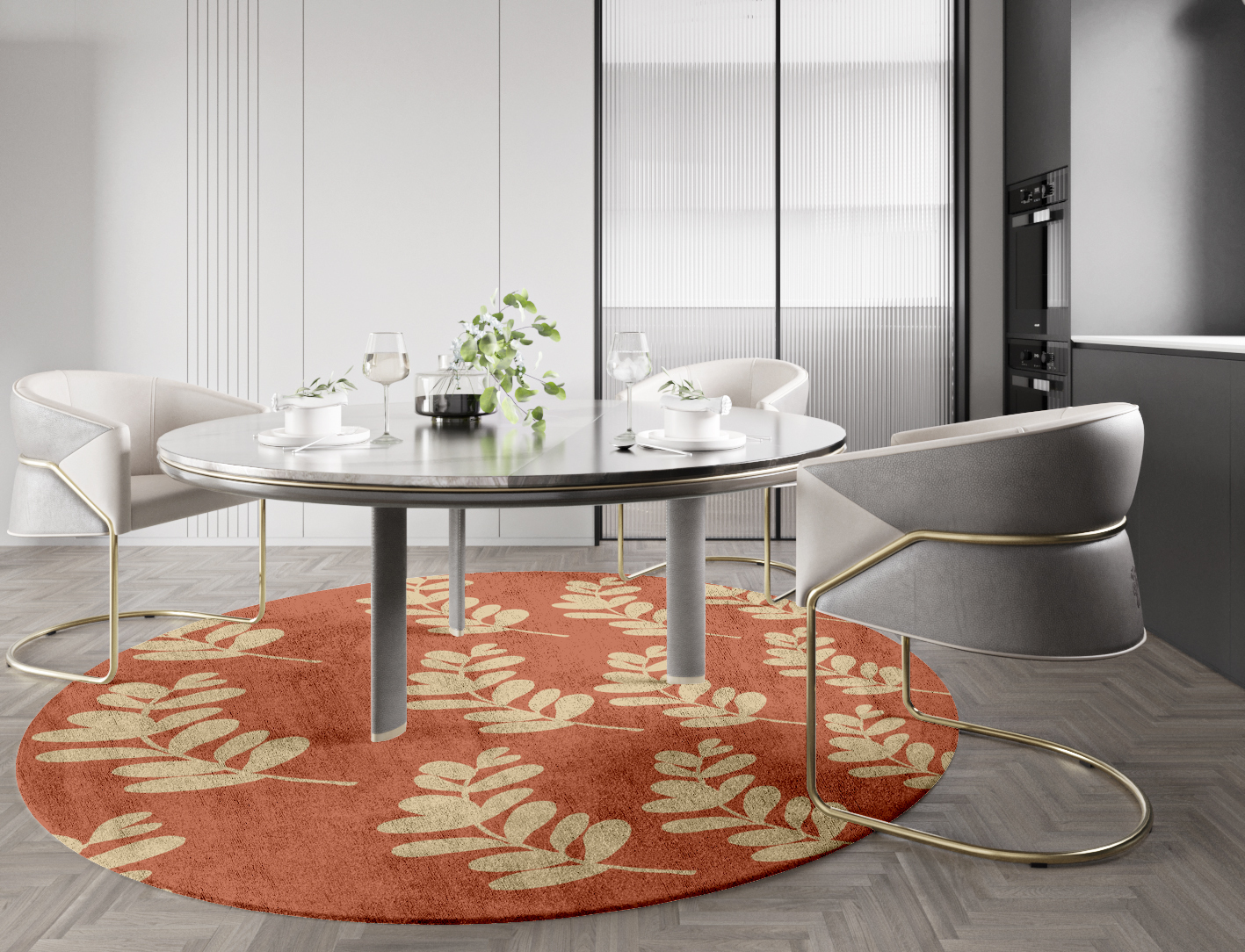Rosemary Floral Round Hand Tufted Bamboo Silk Custom Rug by Rug Artisan