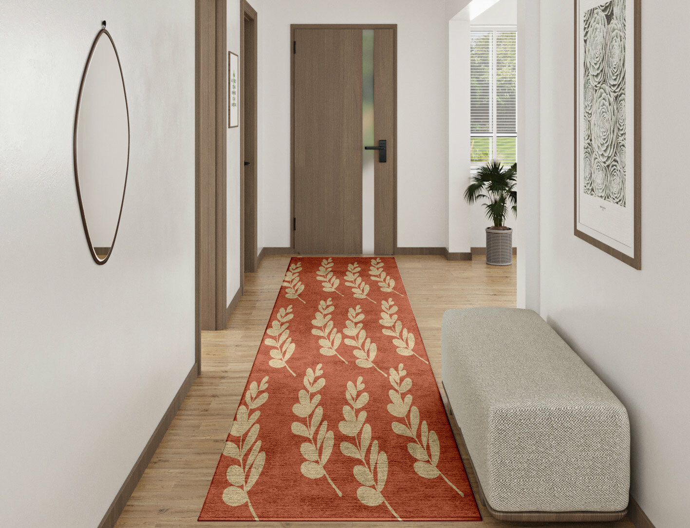 Rosemary Floral Runner Hand Tufted Bamboo Silk Custom Rug by Rug Artisan