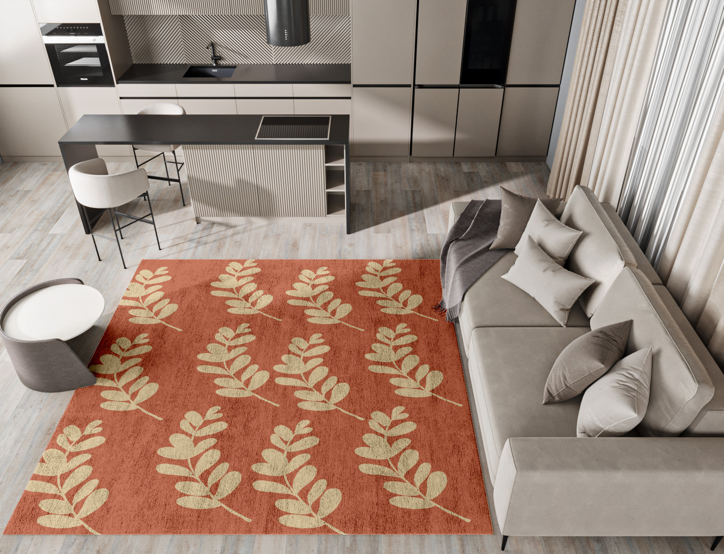 Rosemary Floral Square Hand Tufted Bamboo Silk Custom Rug by Rug Artisan