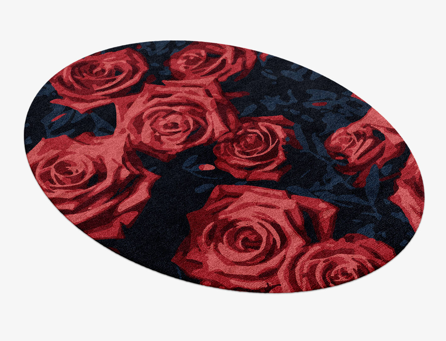 Roses Floral Oval Hand Knotted Bamboo Silk Custom Rug by Rug Artisan
