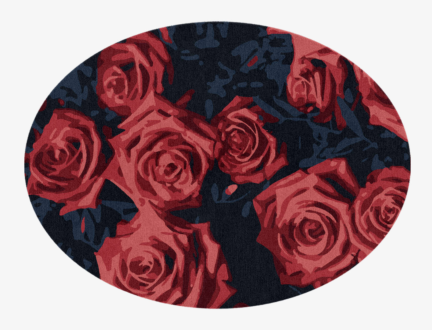 Roses Floral Oval Hand Knotted Tibetan Wool Custom Rug by Rug Artisan