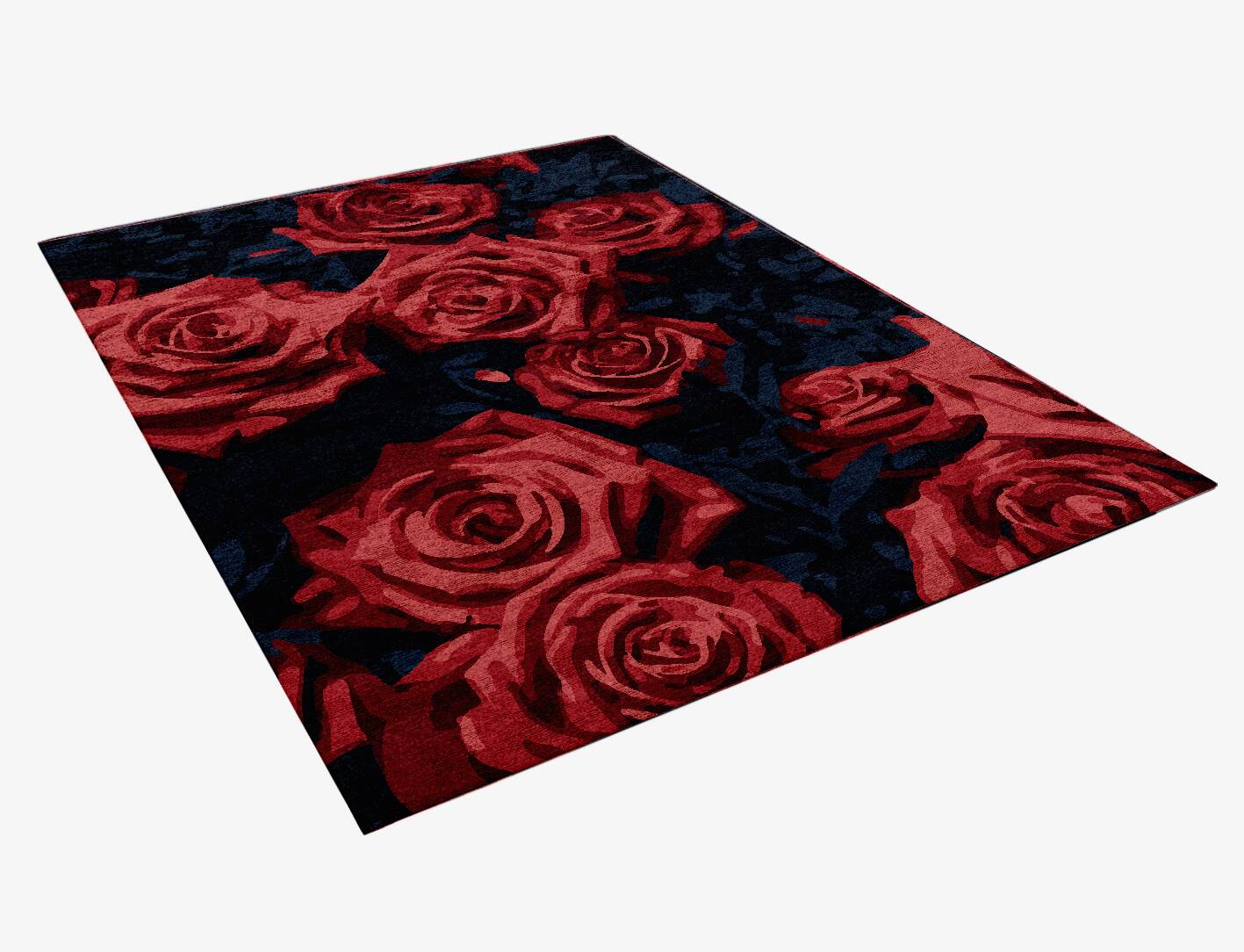 Roses Floral Rectangle Hand Knotted Bamboo Silk Custom Rug by Rug Artisan