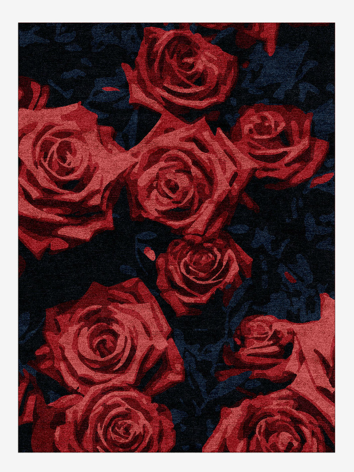 Roses Floral Rectangle Hand Knotted Bamboo Silk Custom Rug by Rug Artisan
