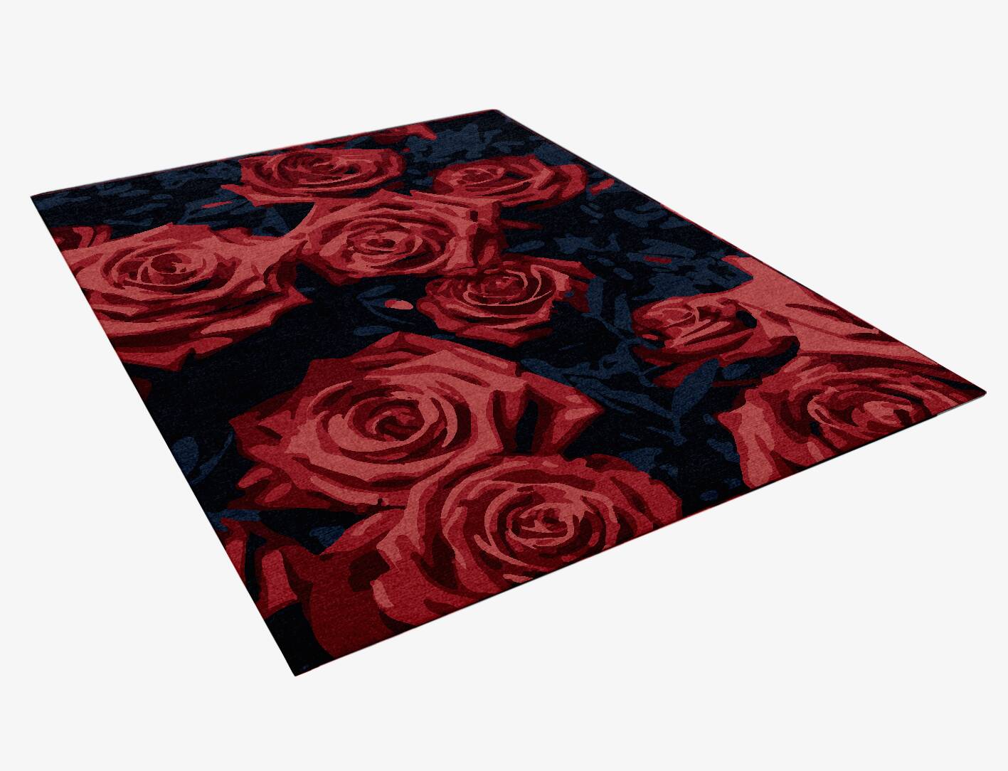 Roses Floral Rectangle Hand Knotted Tibetan Wool Custom Rug by Rug Artisan