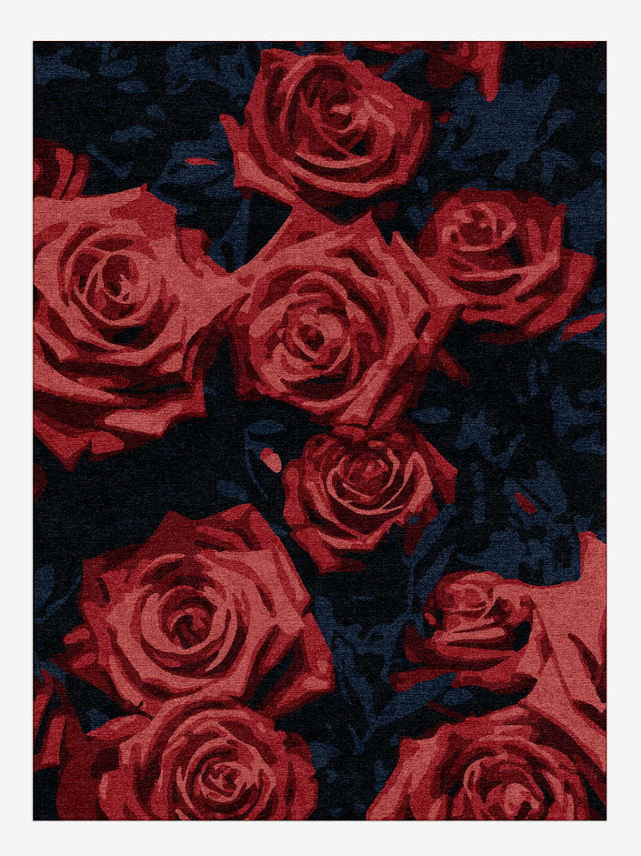 Roses Floral Rectangle Hand Knotted Tibetan Wool Custom Rug by Rug Artisan