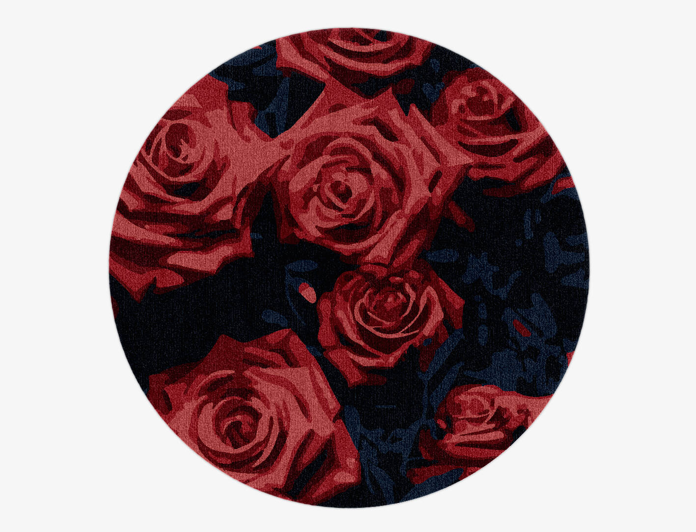 Roses Floral Round Hand Knotted Tibetan Wool Custom Rug by Rug Artisan