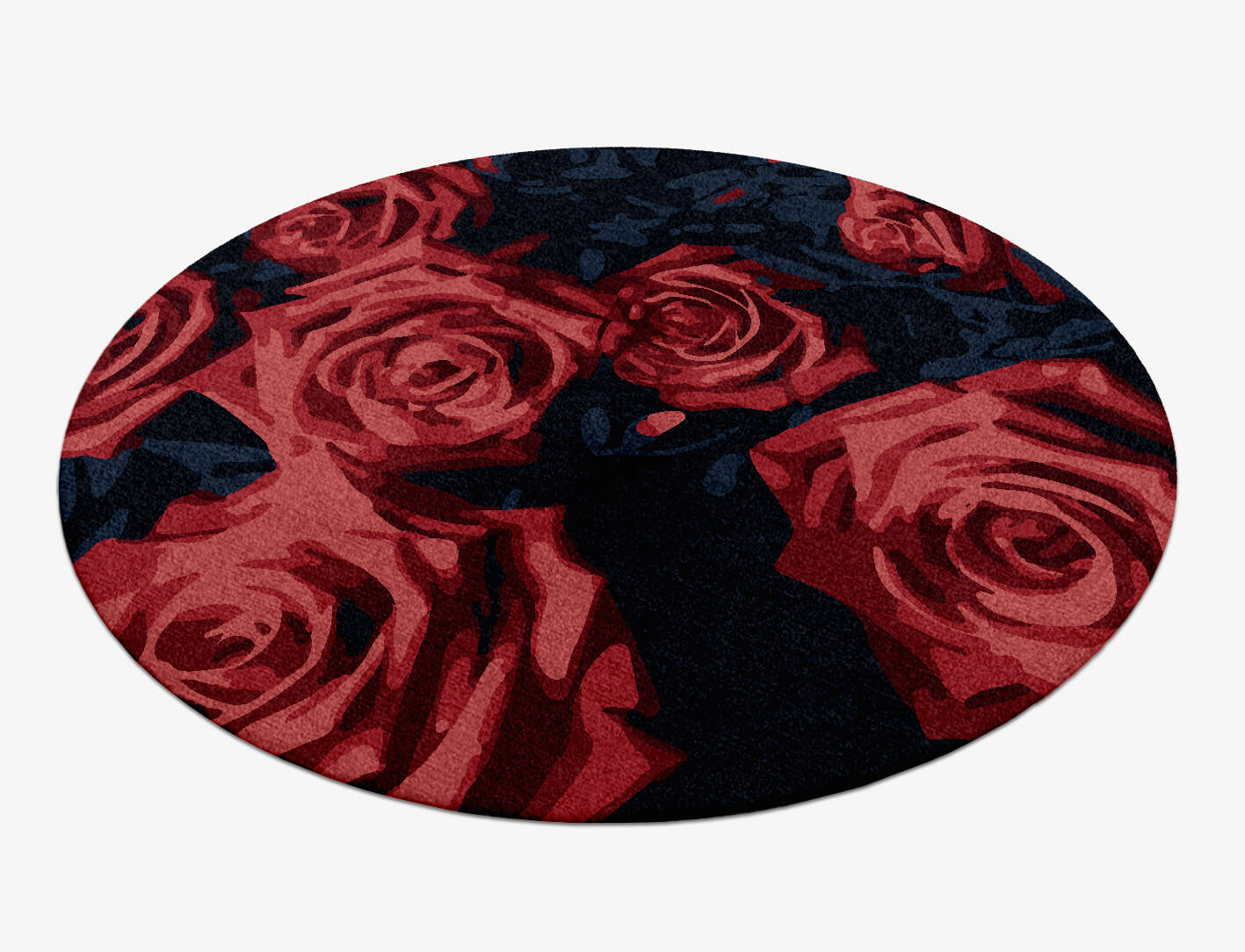 Roses Floral Round Hand Knotted Tibetan Wool Custom Rug by Rug Artisan