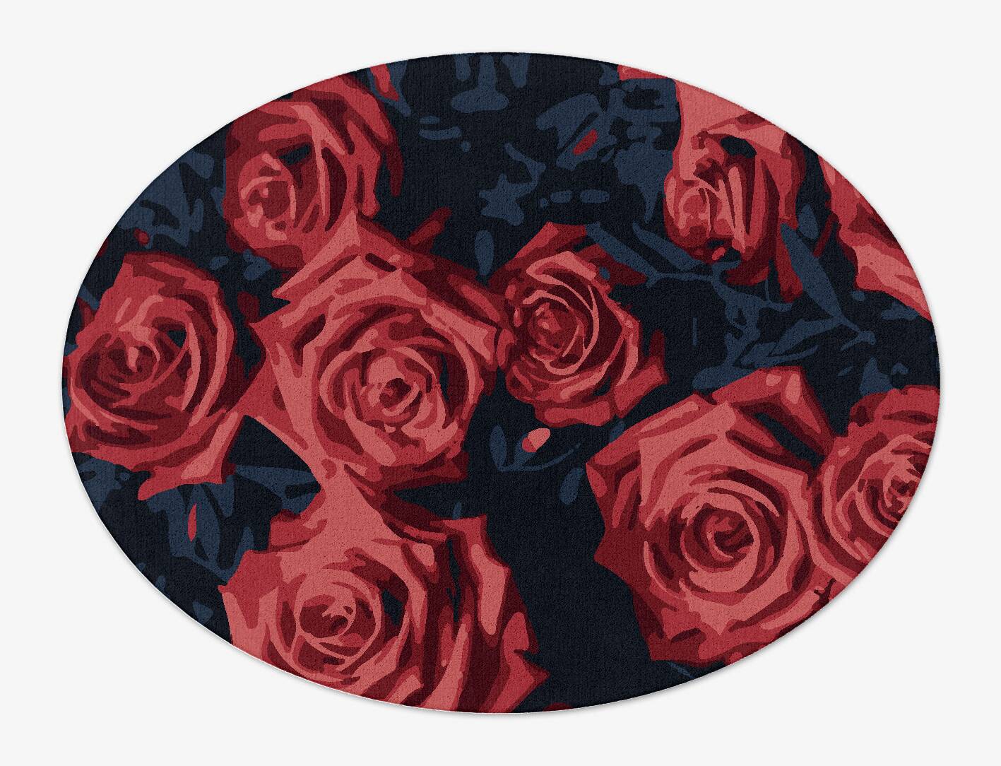 Roses Floral Oval Hand Tufted Pure Wool Custom Rug by Rug Artisan