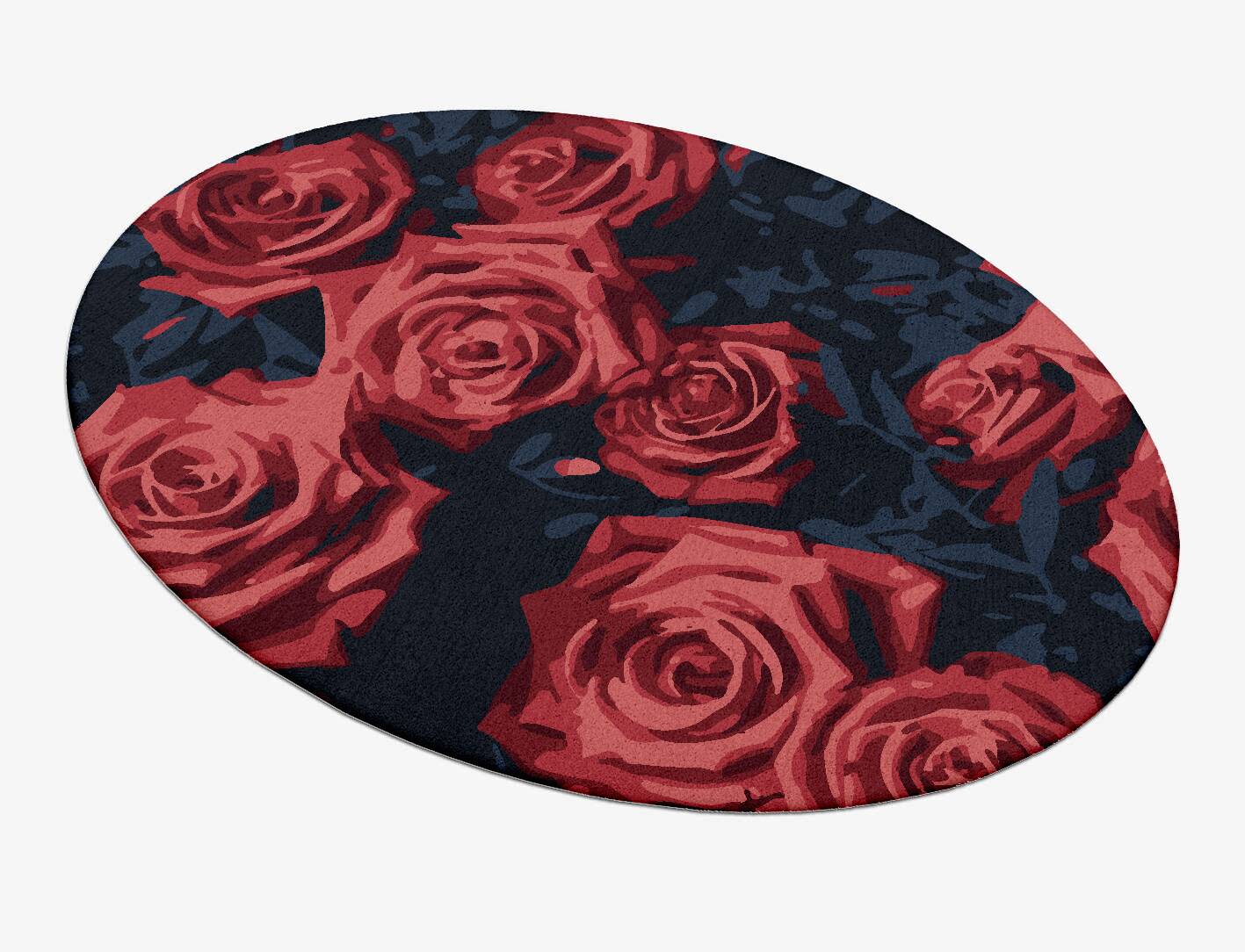 Roses Floral Oval Hand Tufted Pure Wool Custom Rug by Rug Artisan