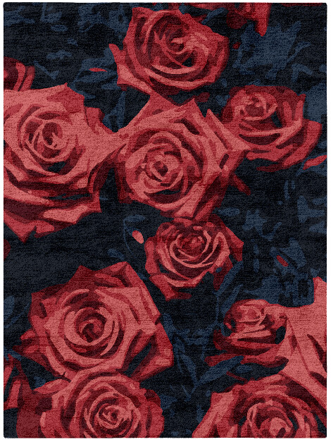 Roses Floral Rectangle Hand Tufted Bamboo Silk Custom Rug by Rug Artisan