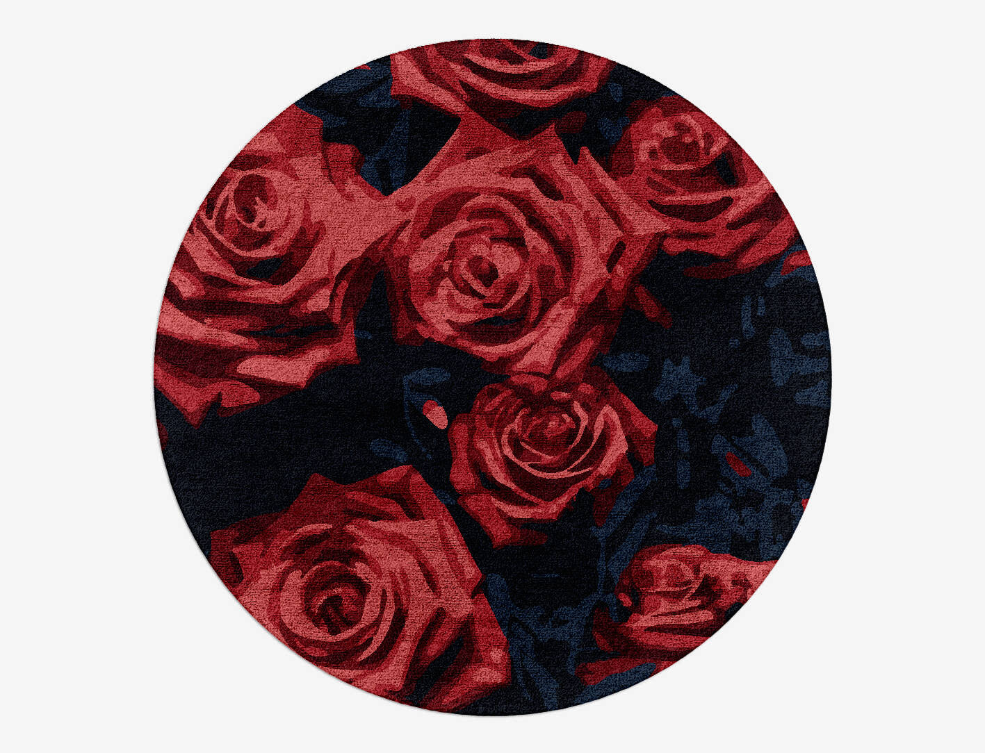 Roses Floral Round Hand Tufted Bamboo Silk Custom Rug by Rug Artisan