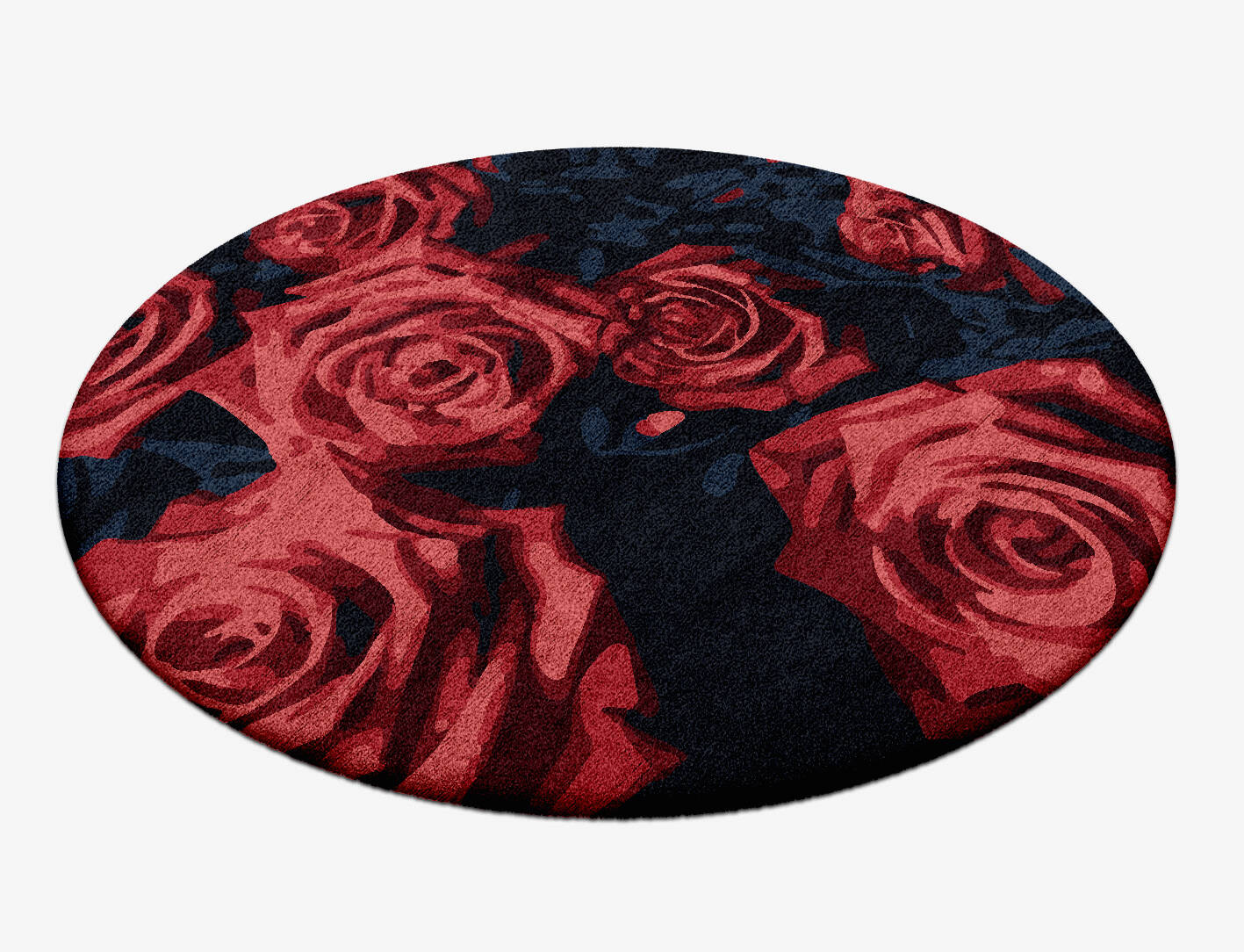 Roses Floral Round Hand Tufted Bamboo Silk Custom Rug by Rug Artisan