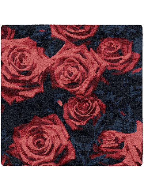 Roses Floral Square Hand Tufted Bamboo Silk Custom Rug by Rug Artisan