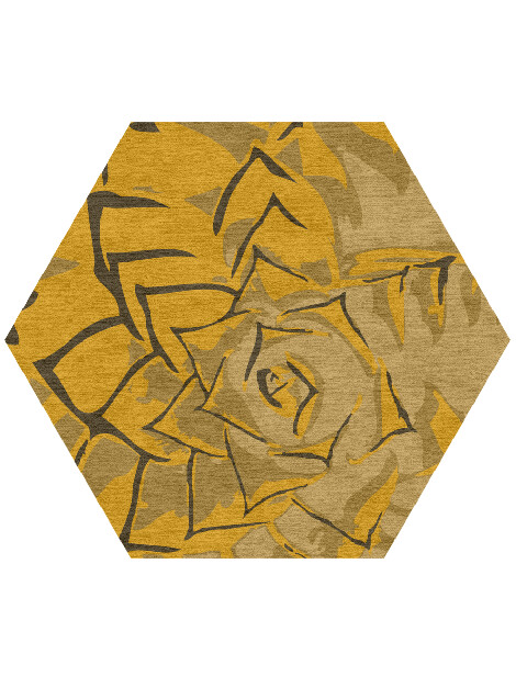 Rosette Abstract Hexagon Hand Knotted Tibetan Wool Custom Rug by Rug Artisan