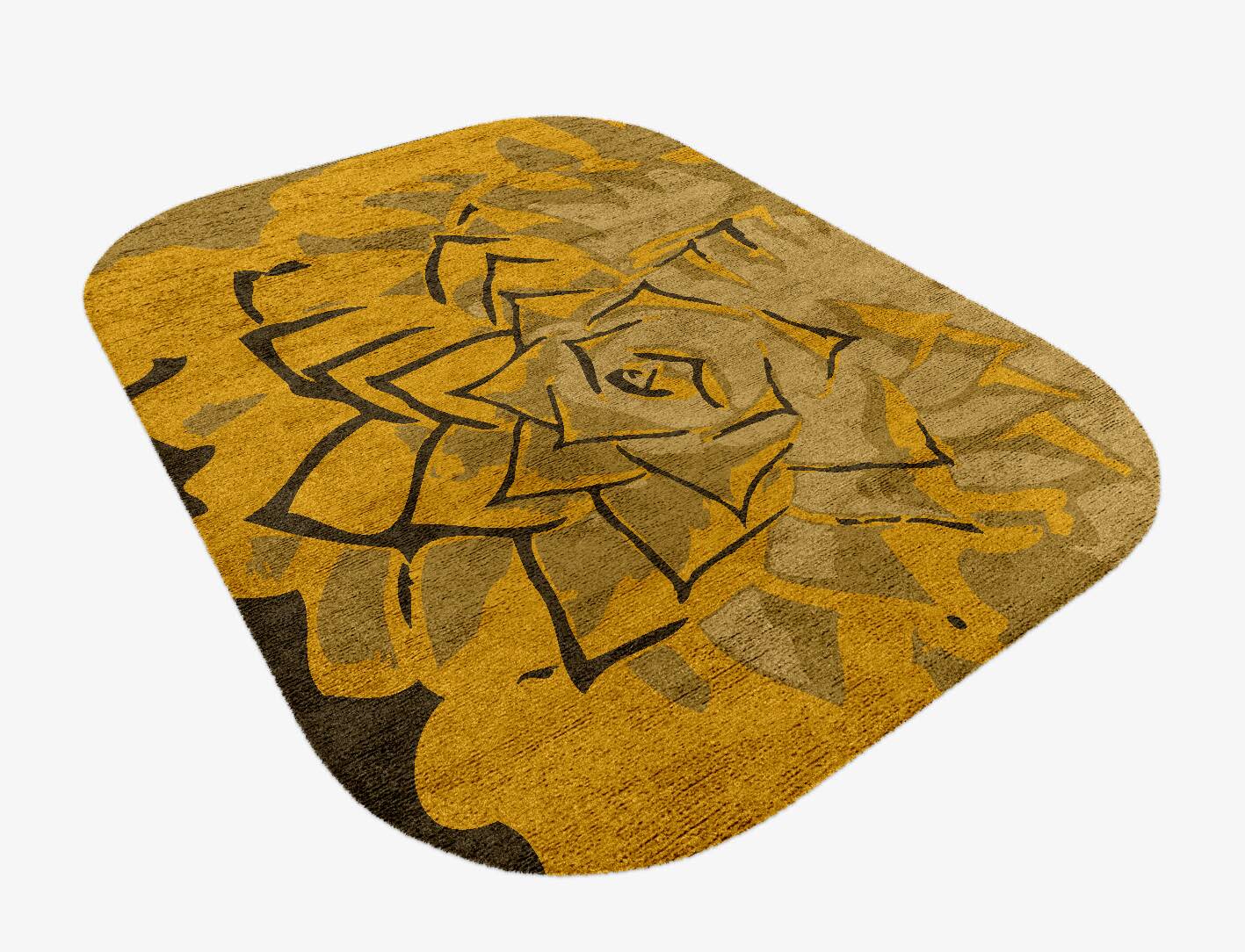 Rosette Abstract Oblong Hand Knotted Bamboo Silk Custom Rug by Rug Artisan