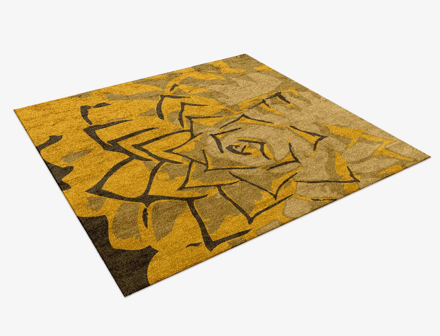 Rosette Abstract Square Hand Knotted Bamboo Silk Custom Rug by Rug Artisan