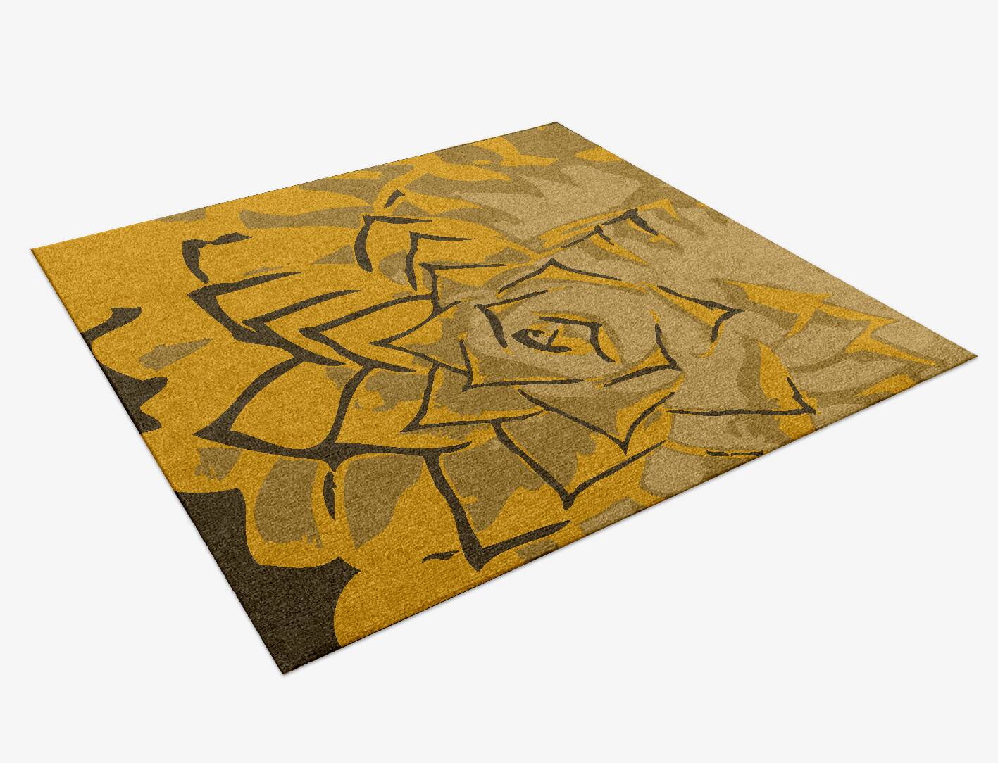 Rosette Abstract Square Hand Knotted Tibetan Wool Custom Rug by Rug Artisan