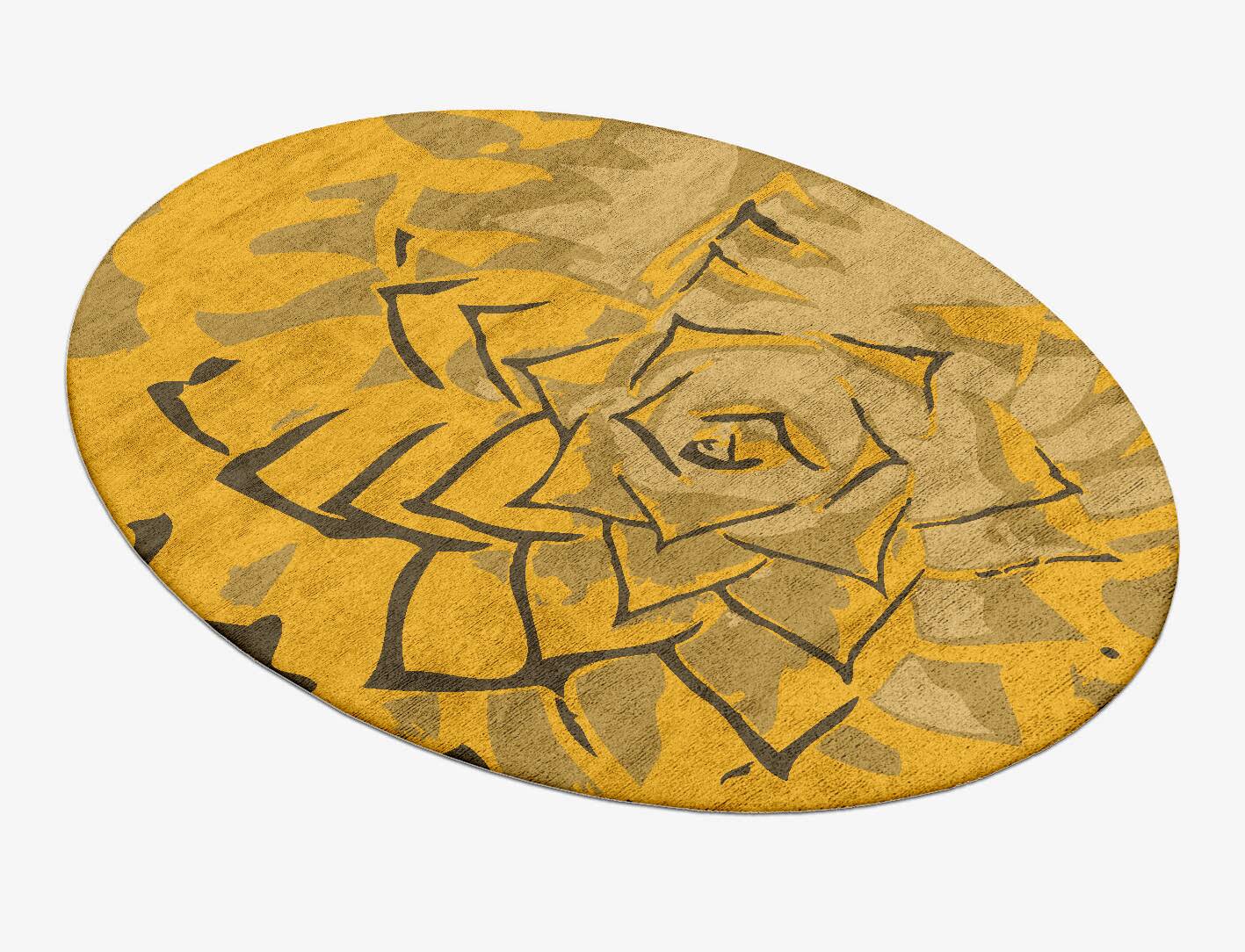 Rosette Abstract Oval Hand Tufted Bamboo Silk Custom Rug by Rug Artisan