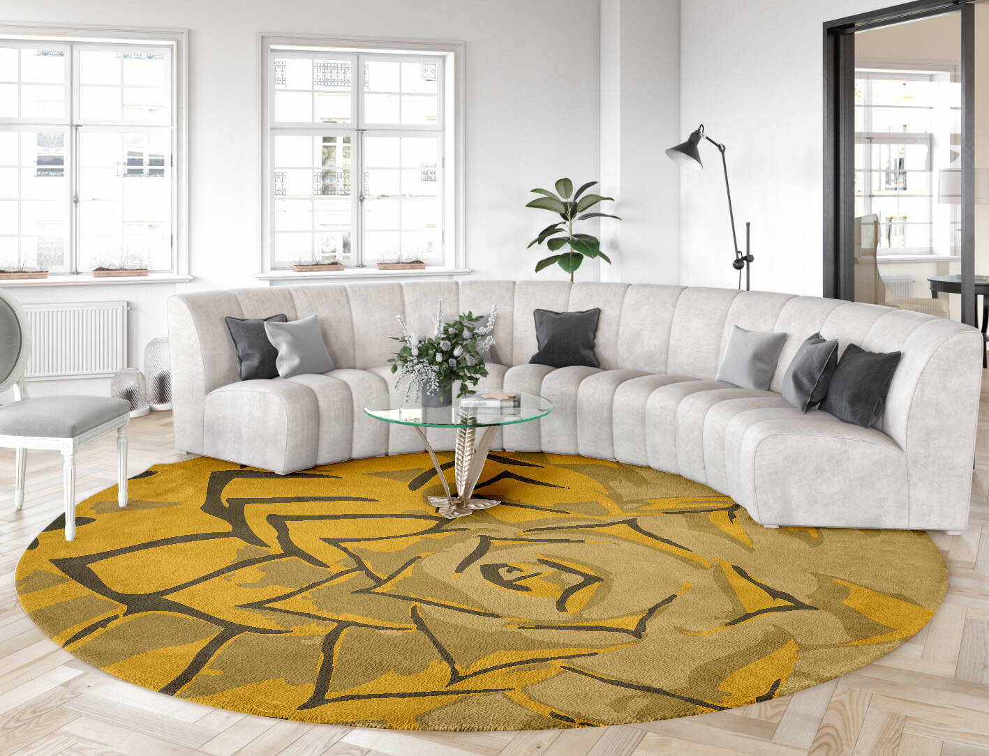 Rosette Abstract Round Hand Tufted Pure Wool Custom Rug by Rug Artisan
