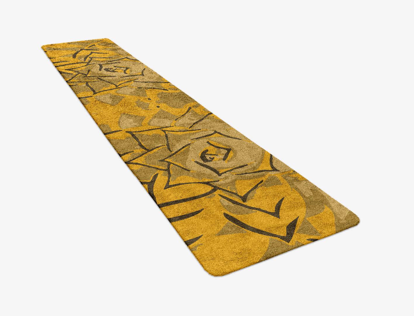 Rosette Abstract Runner Hand Tufted Bamboo Silk Custom Rug by Rug Artisan