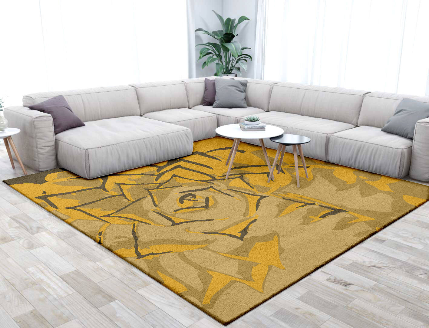 Rosette Abstract Square Hand Tufted Pure Wool Custom Rug by Rug Artisan