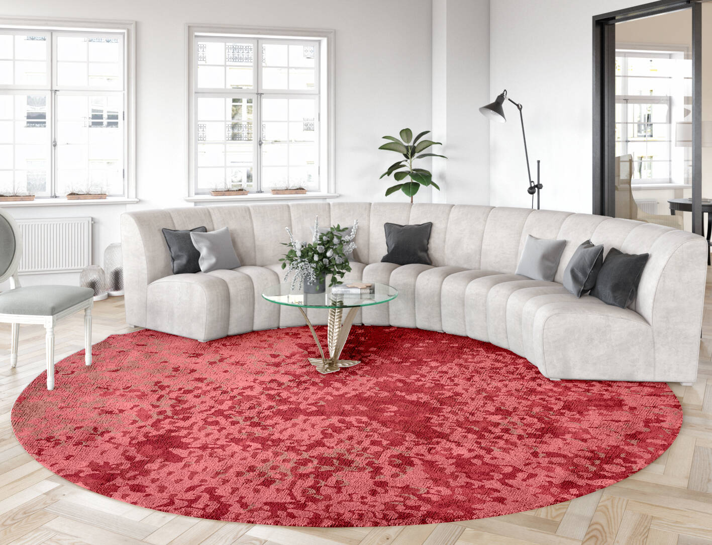 Royalia Gradation Round Hand Tufted Bamboo Silk Custom Rug by Rug Artisan