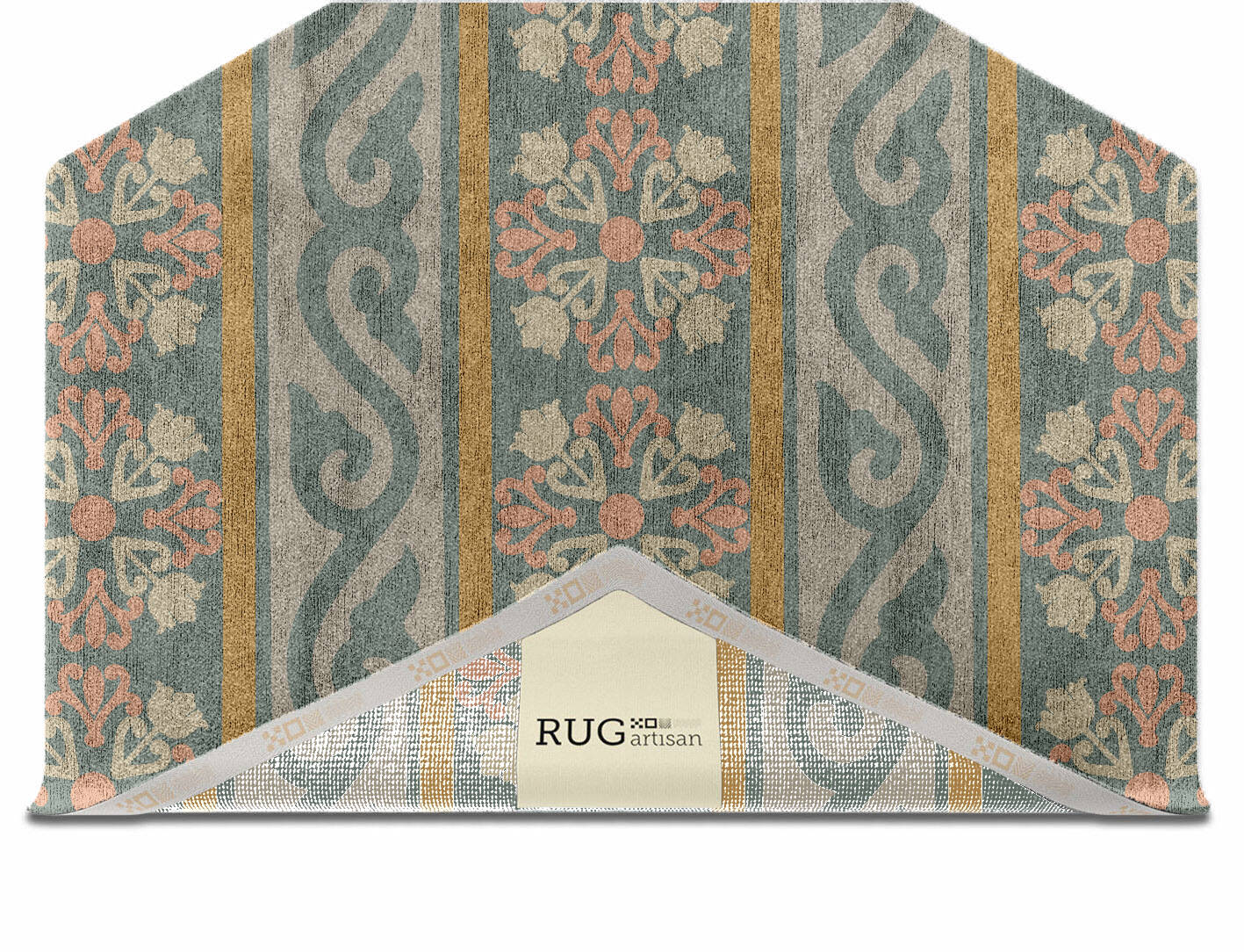Rumi Blue Royal Hexagon Hand Knotted Bamboo Silk Custom Rug by Rug Artisan