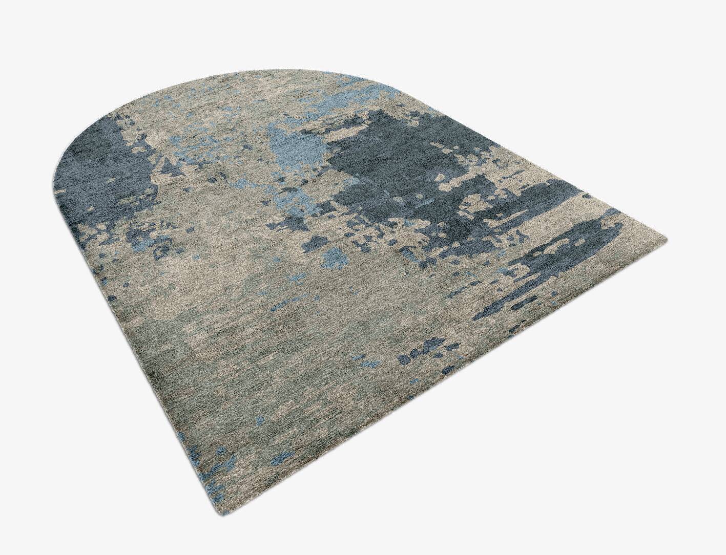 Rusted Metal Brush Strokes Arch Hand Knotted Bamboo Silk Custom Rug by Rug Artisan