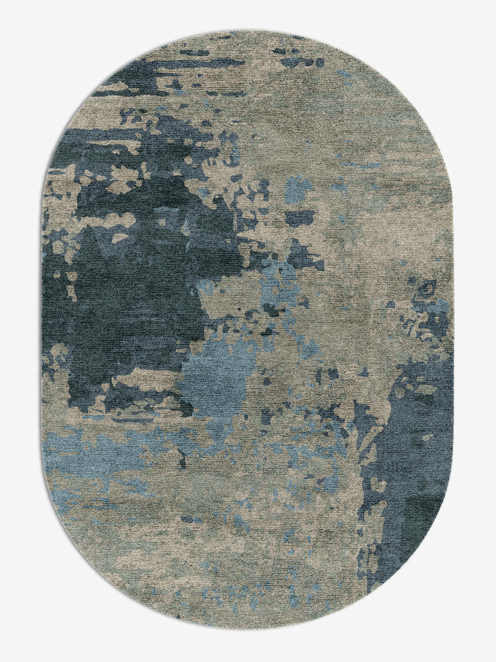 Rusted Metal Brush Strokes Capsule Hand Knotted Bamboo Silk Custom Rug by Rug Artisan