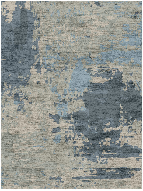 Rusted Metal Brush Strokes Rectangle Hand Knotted Bamboo Silk Custom Rug by Rug Artisan