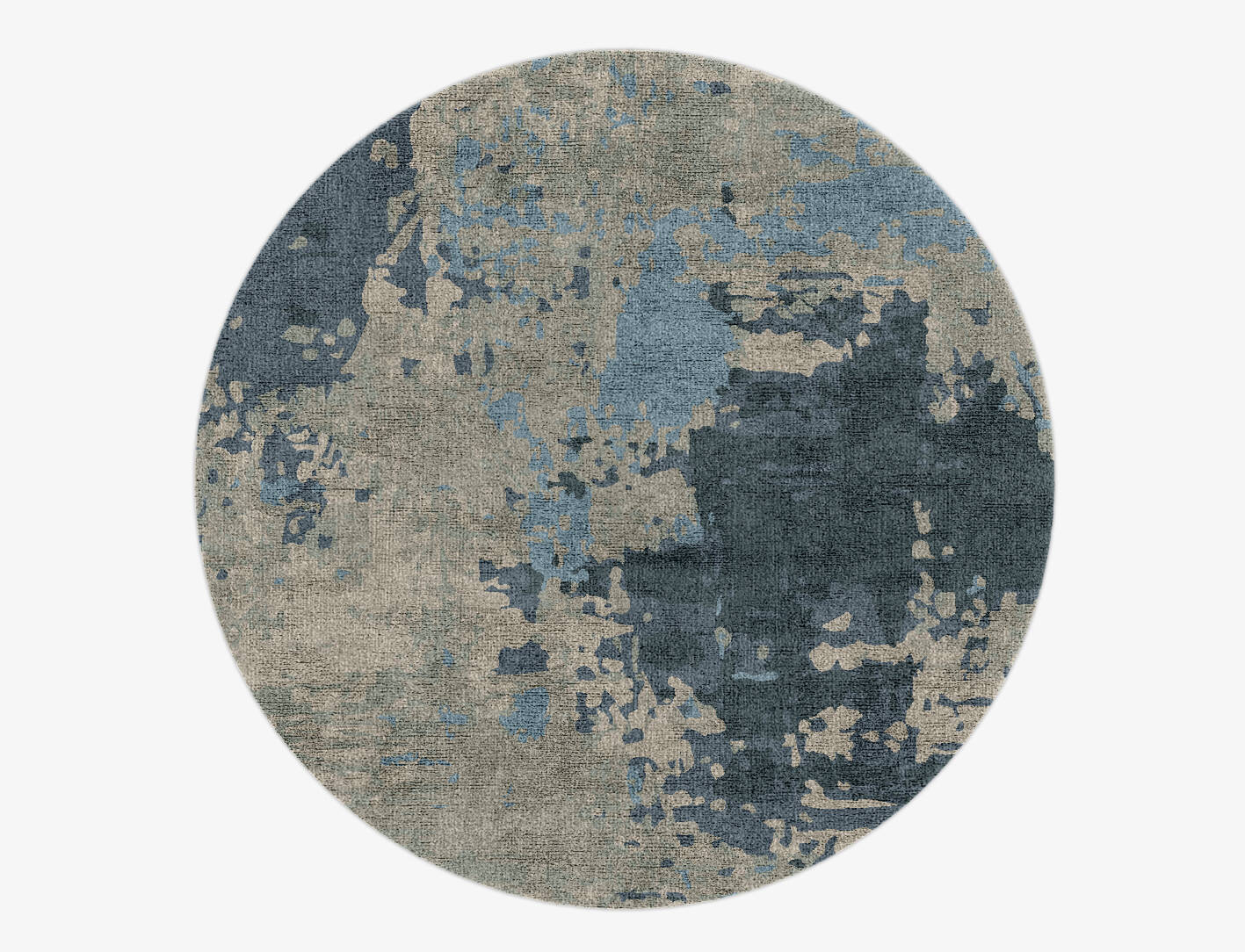 Rusted Metal Brush Strokes Round Hand Knotted Bamboo Silk Custom Rug by Rug Artisan