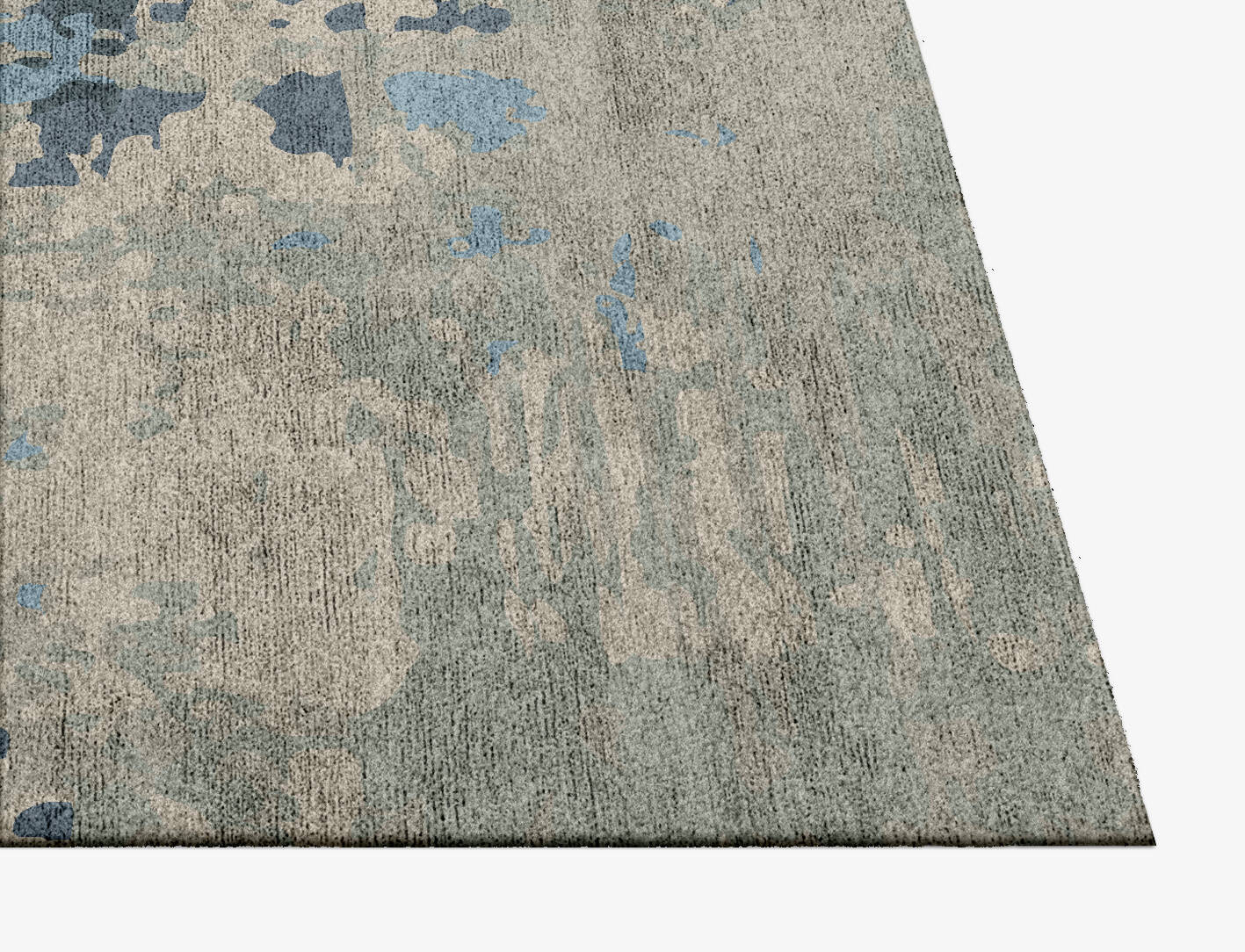 Rusted Metal Brush Strokes Square Hand Knotted Bamboo Silk Custom Rug by Rug Artisan