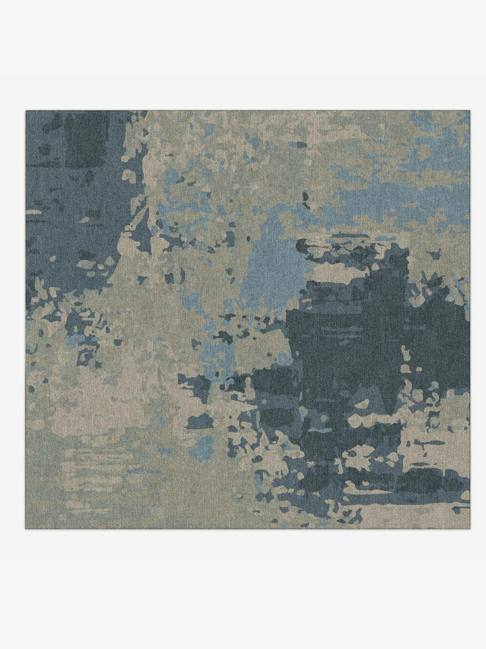 Rusted Metal Brush Strokes Square Hand Knotted Tibetan Wool Custom Rug by Rug Artisan