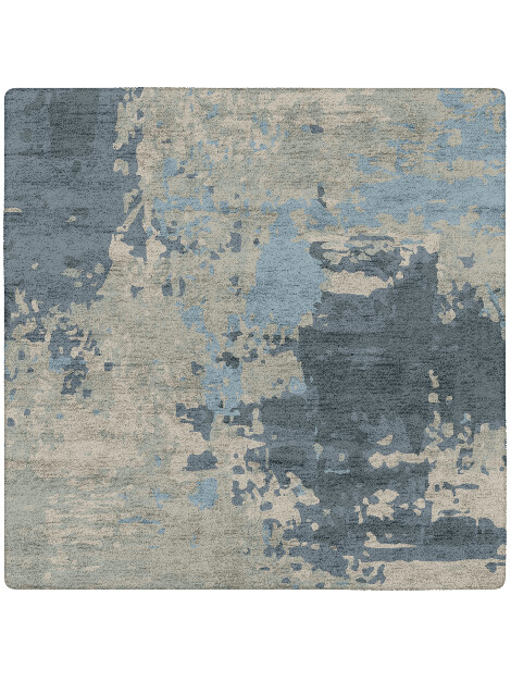 Rusted Metal Brush Strokes Square Hand Tufted Bamboo Silk Custom Rug by Rug Artisan