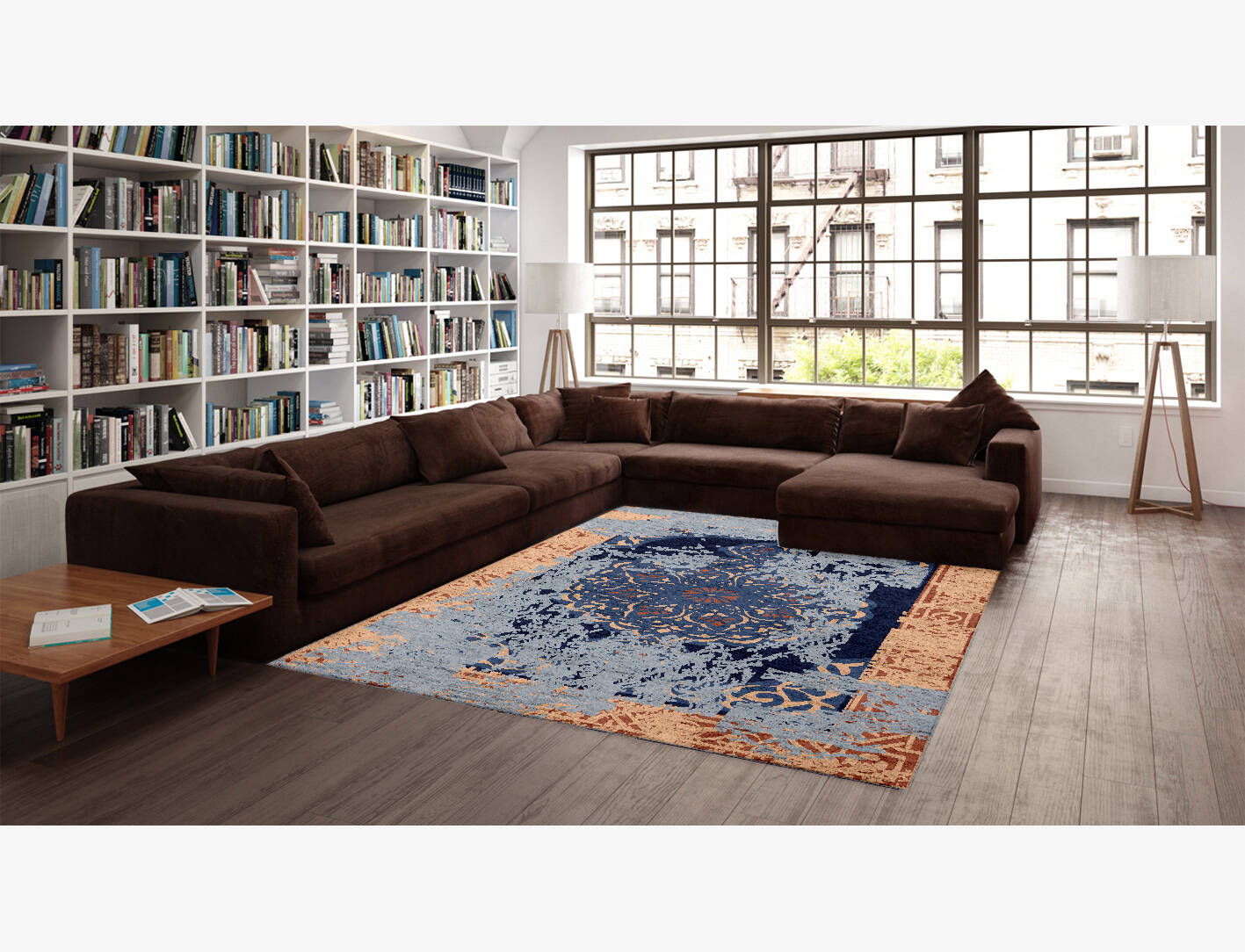 Rusted Rim Vintage Rectangle Hand Knotted Bamboo Silk Custom Rug by Rug Artisan
