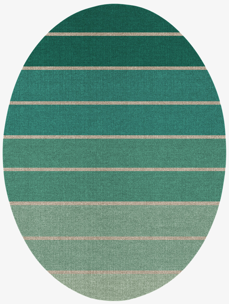 Sage Geometric Oval Flatweave New Zealand Wool Custom Rug by Rug Artisan