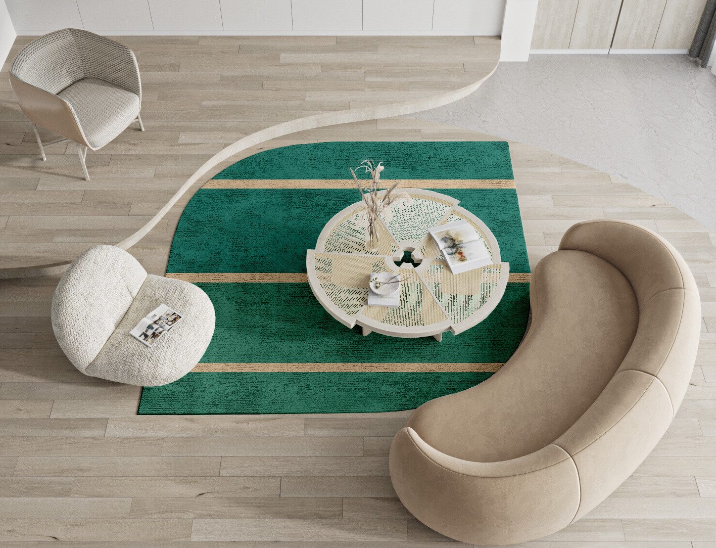 Sage Geometric Ogee Hand Knotted Bamboo Silk Custom Rug by Rug Artisan