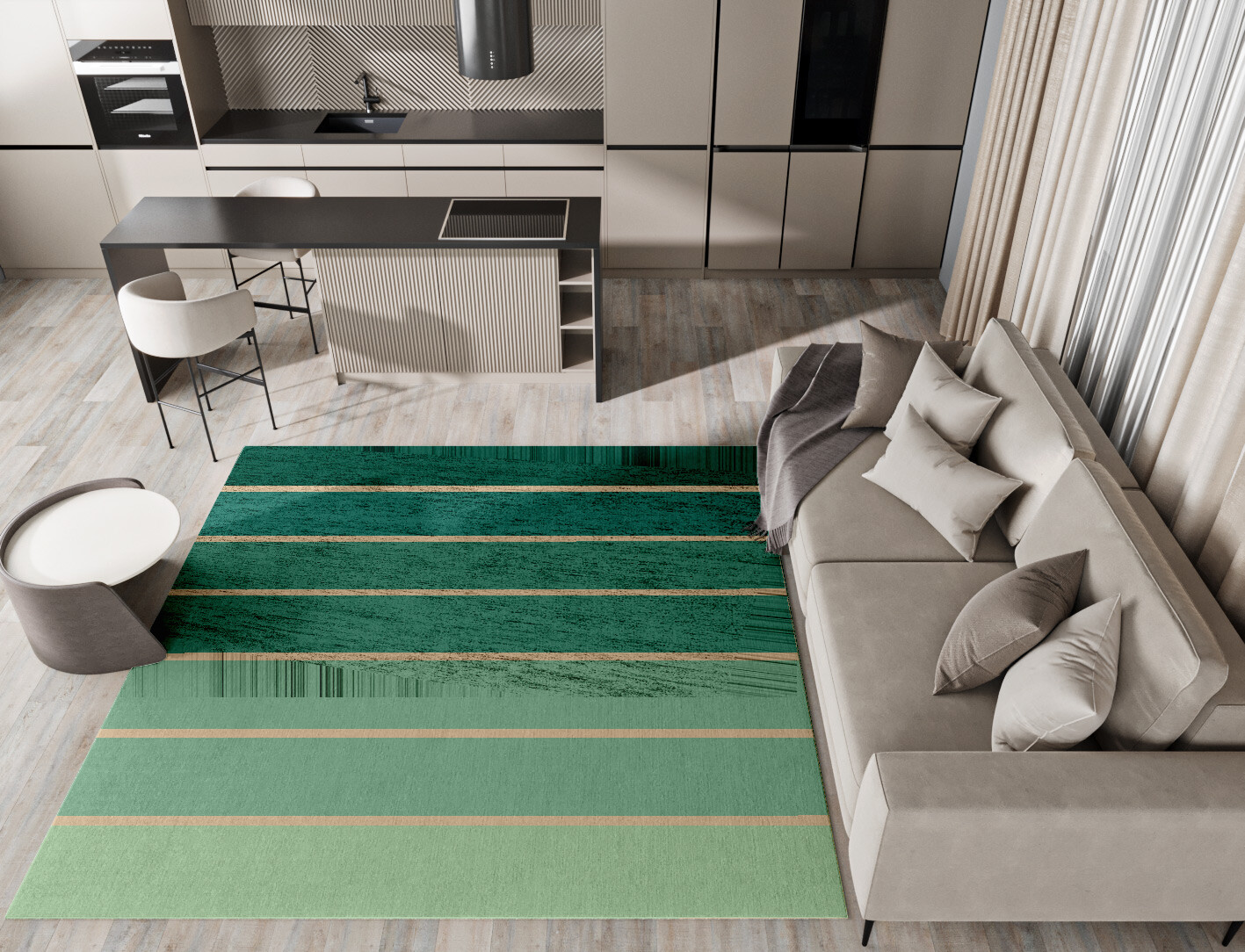 Sage Geometric Square Hand Knotted Bamboo Silk Custom Rug by Rug Artisan