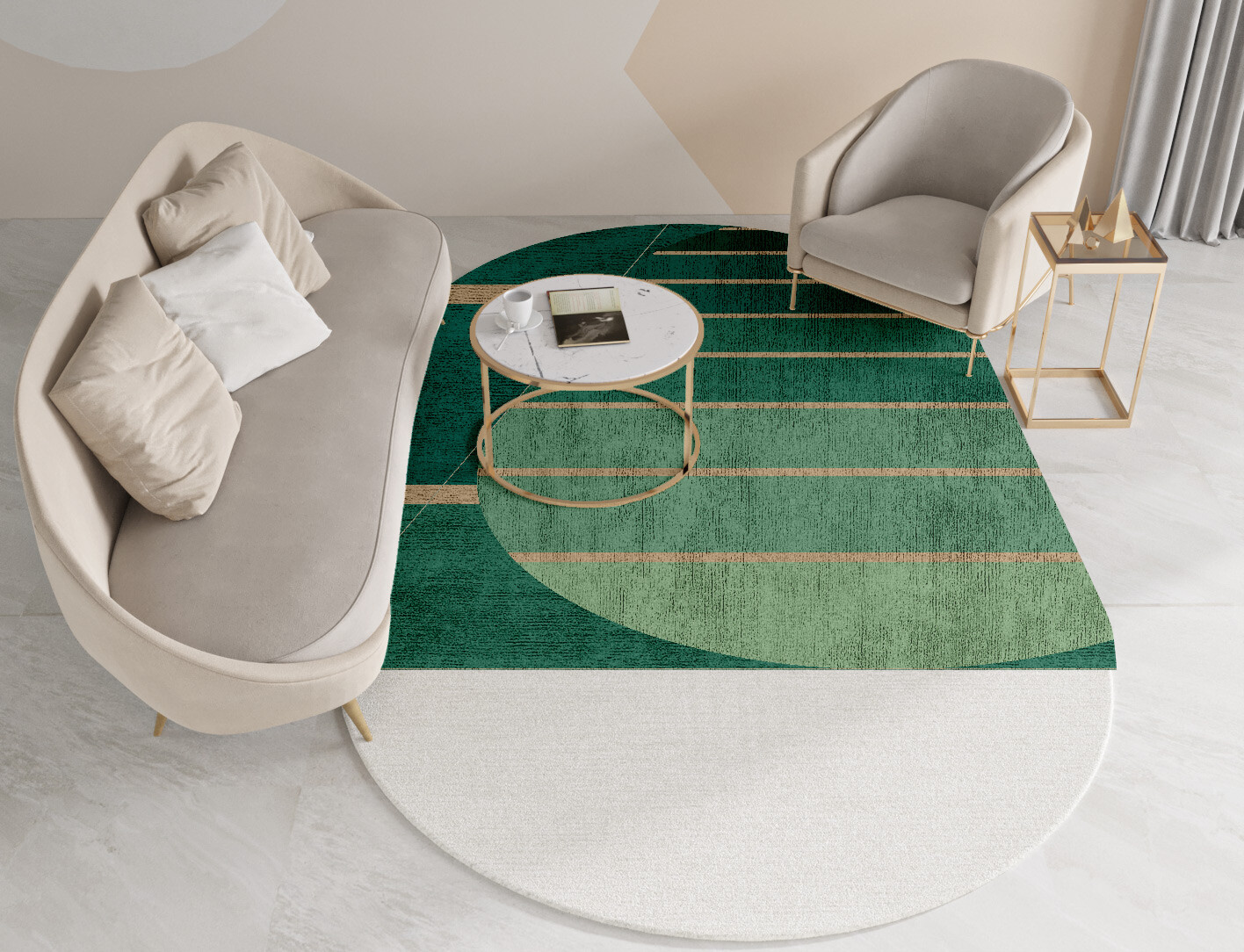 Sage Geometric Capsule Hand Tufted Bamboo Silk Custom Rug by Rug Artisan
