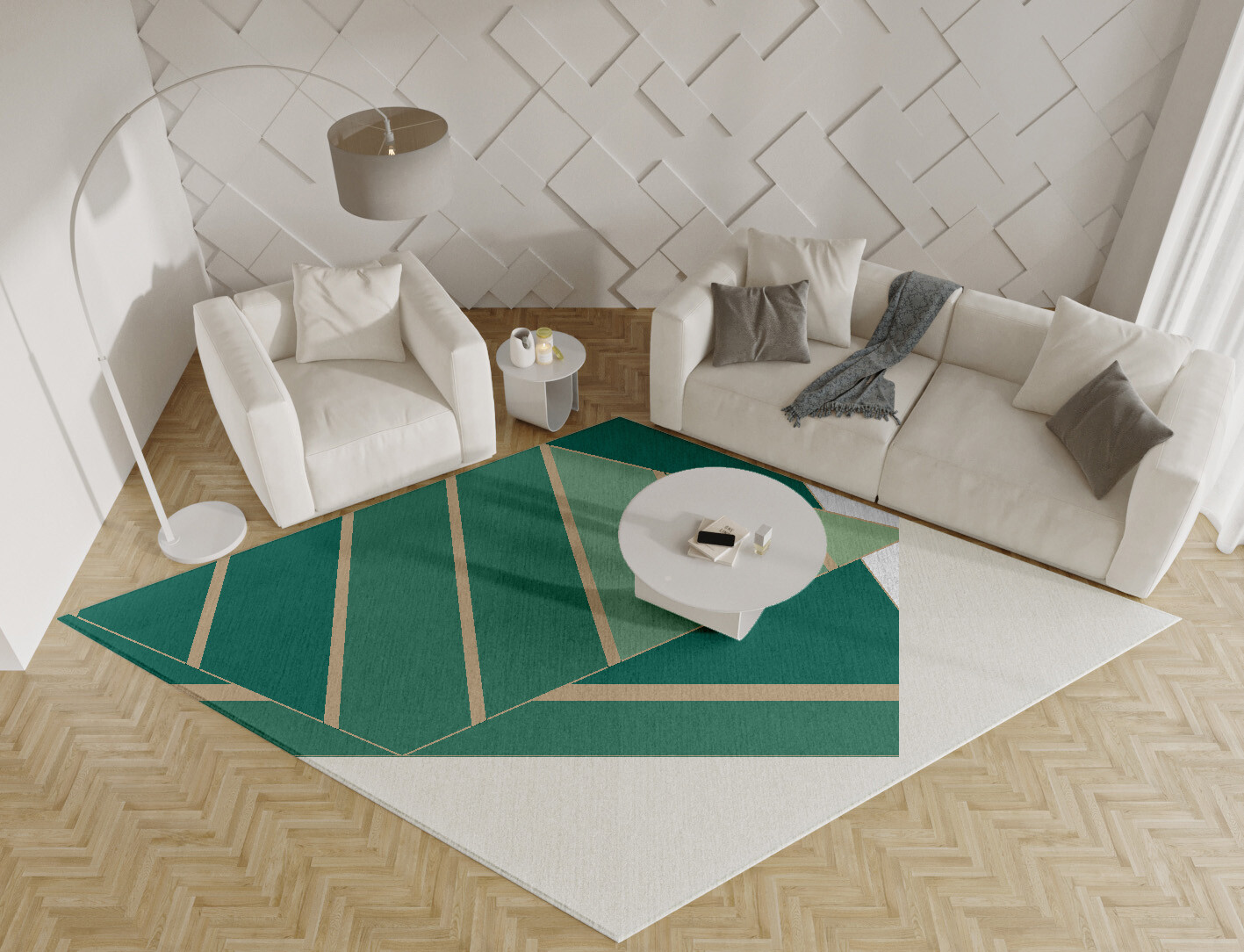 Sage Geometric Diamond Hand Tufted Pure Wool Custom Rug by Rug Artisan