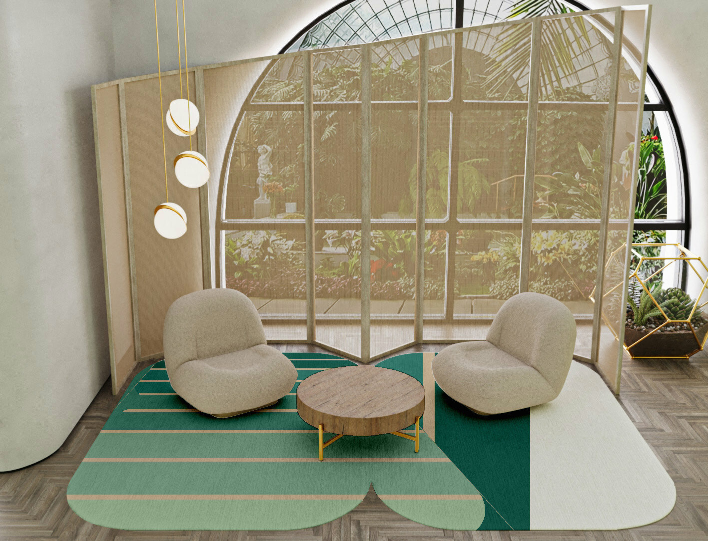 Sage Geometric Eight Hand Tufted Pure Wool Custom Rug by Rug Artisan