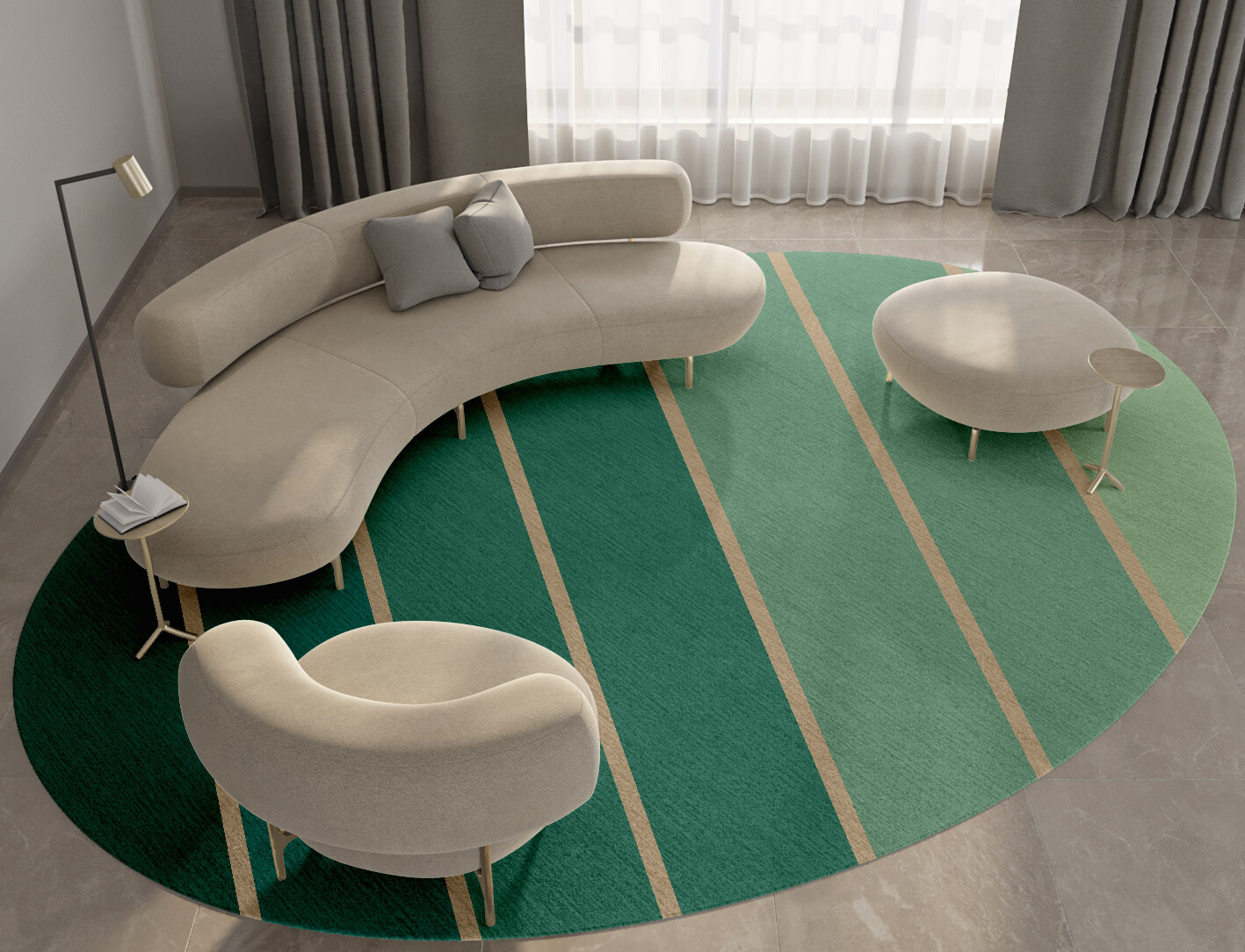 Sage Geometric Oval Hand Tufted Pure Wool Custom Rug by Rug Artisan