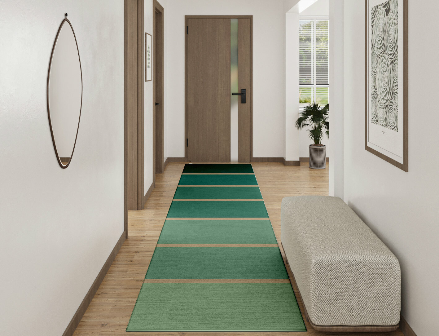 Sage Geometric Runner Hand Tufted Pure Wool Custom Rug by Rug Artisan