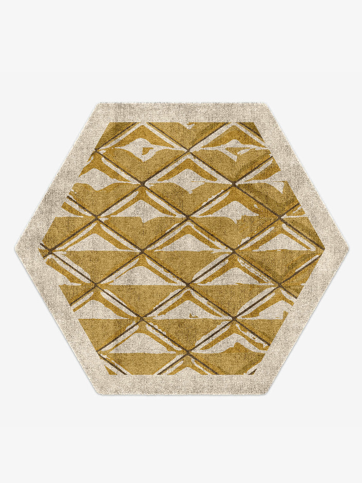 Sakana Origami Hexagon Hand Knotted Bamboo Silk Custom Rug by Rug Artisan