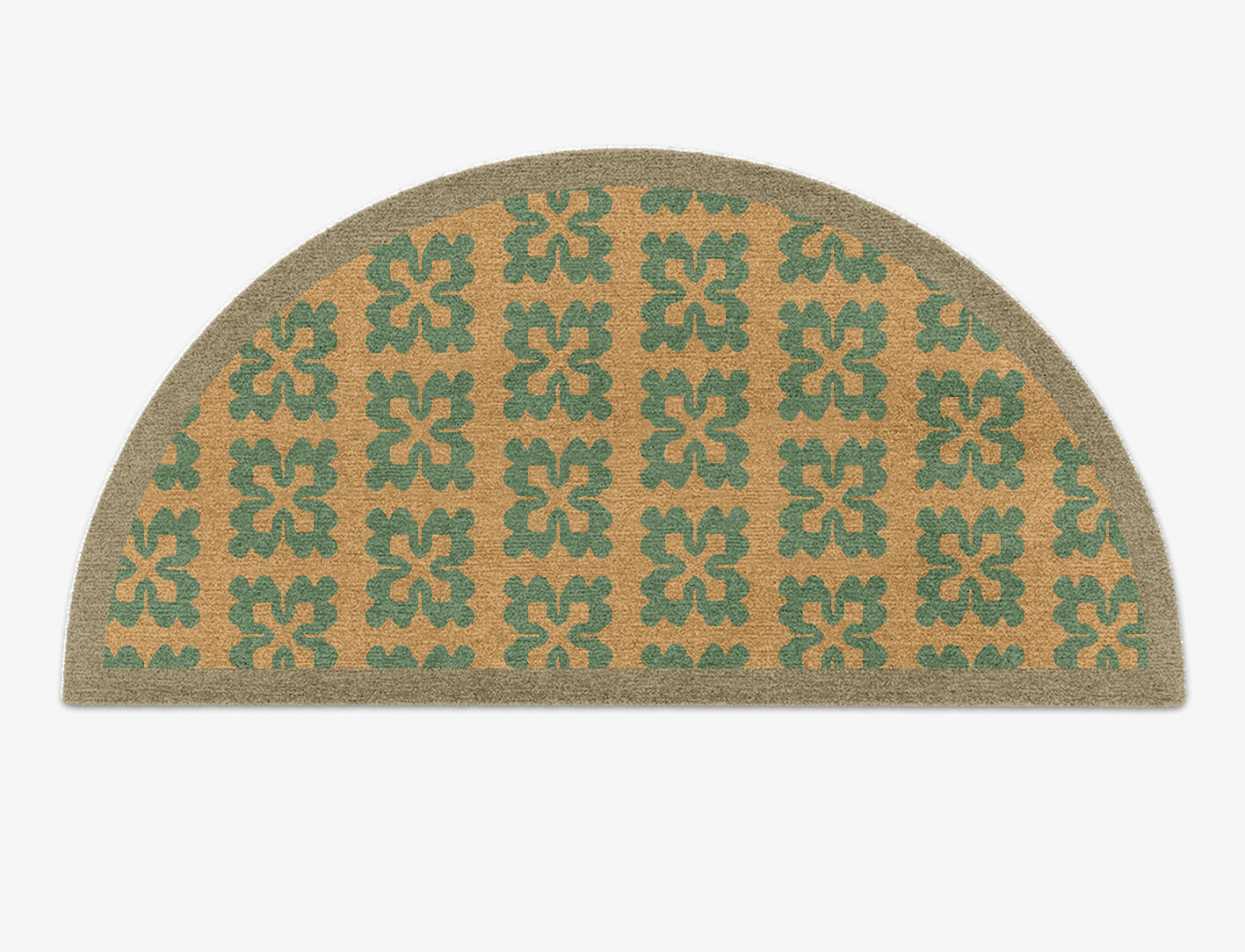 Saltire Geometric Halfmoon Hand Knotted Tibetan Wool Custom Rug by Rug Artisan