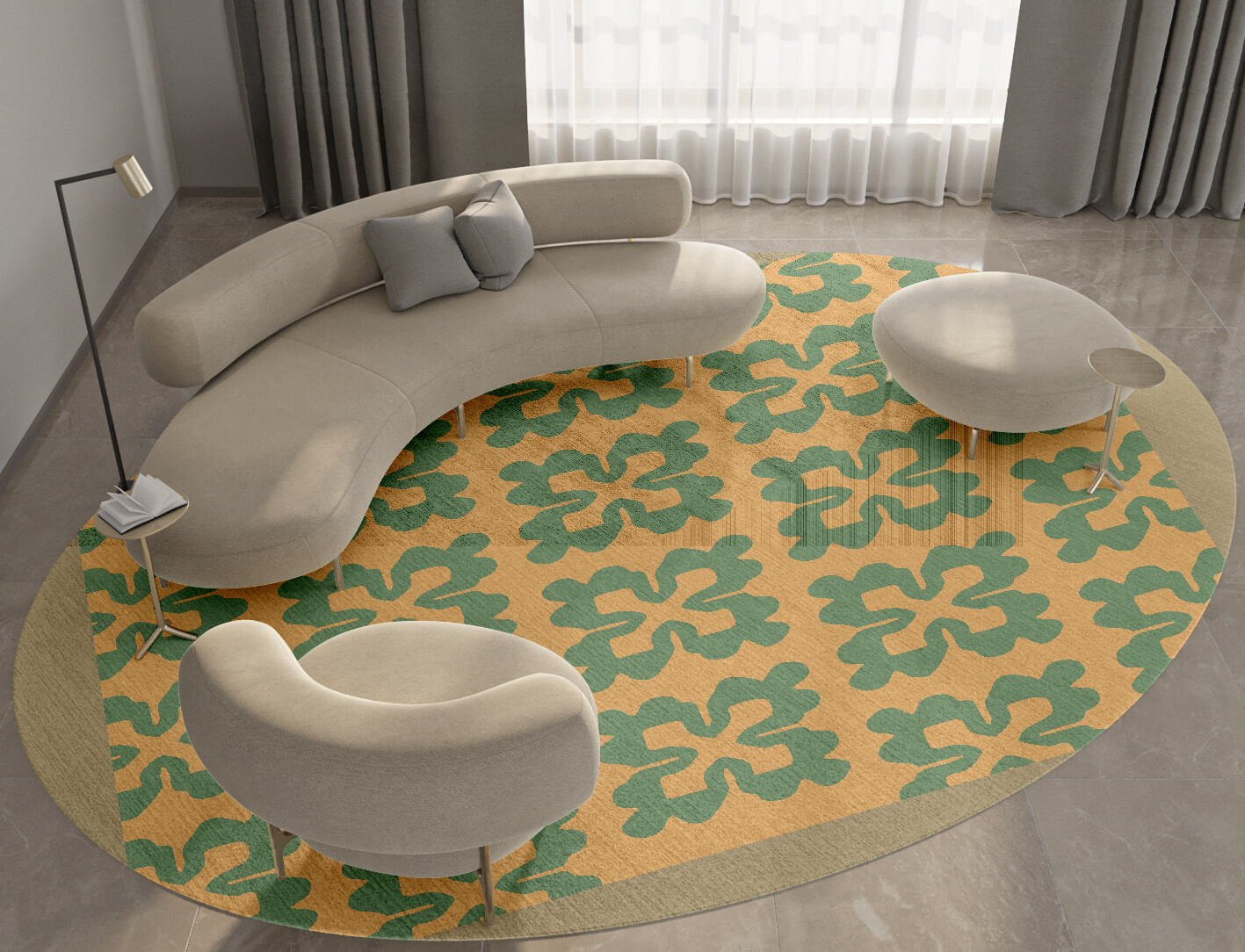 Saltire Geometric Oval Hand Knotted Bamboo Silk Custom Rug by Rug Artisan