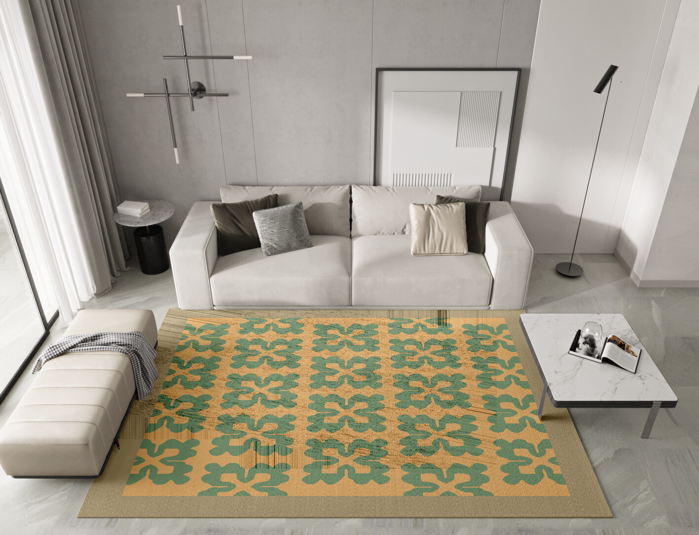 Saltire Geometric Rectangle Hand Knotted Bamboo Silk Custom Rug by Rug Artisan